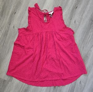 Lucky Brand Hot Pink Sleeveless Ruffle Top